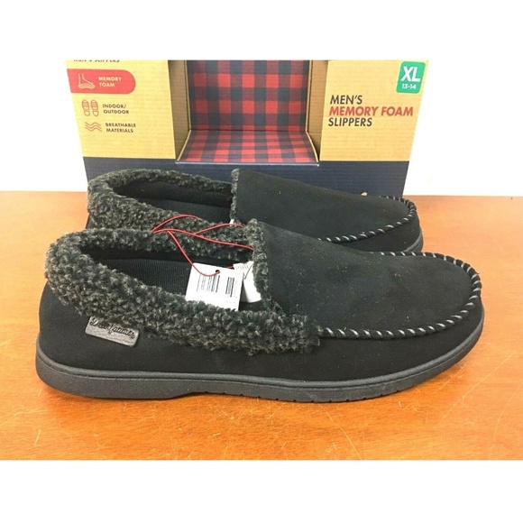 NEW Dearfoams Men's Memory Foam Slippers Black - Picture 4 of 6